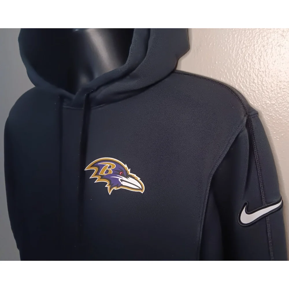 Baltimore Ravens Men’s Small NFL Hoodie Nike Sideline Club Fleece Black - Picture 4 of 12